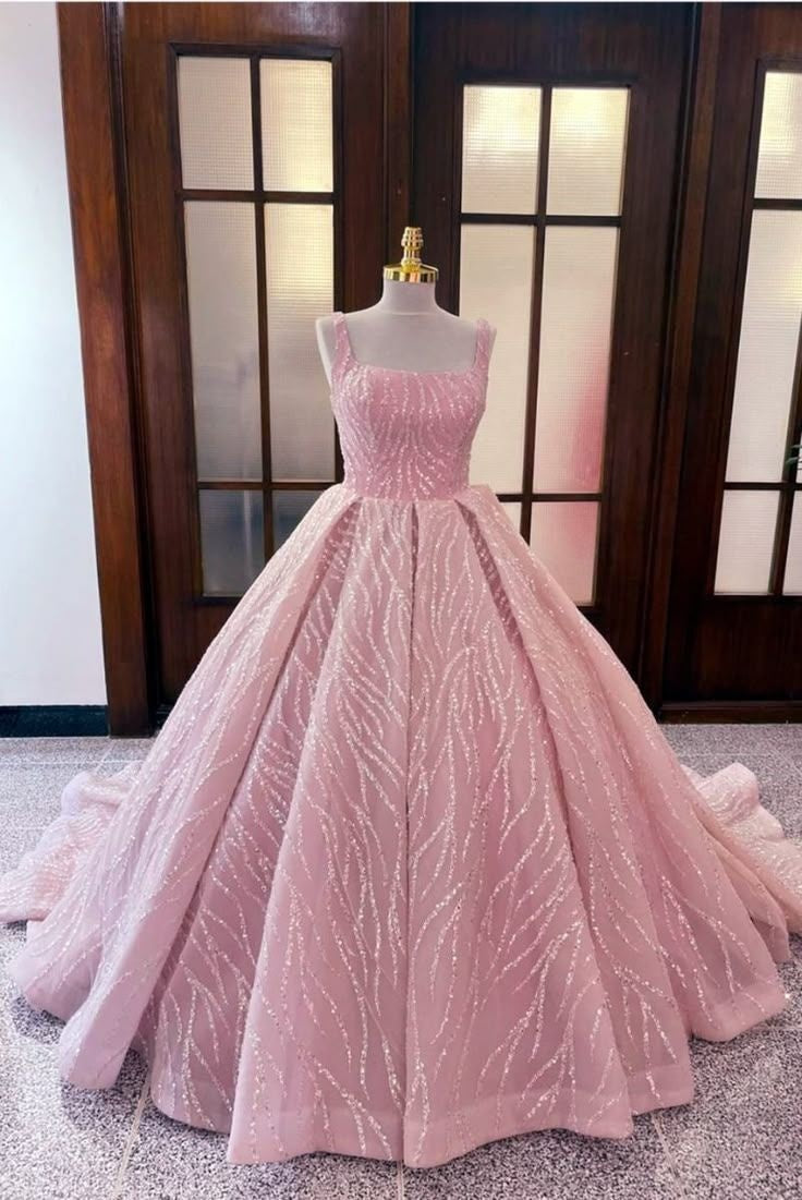 NiceVestidos-Pink Zartes, perlenbesetztes langes Tüll-Ballkleid NV6126