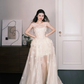 Spaghetti Strap 3D Flower Sheer Tulle Prom Dress, Square Neck Formal Gown  NV7337