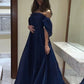 Dark blue simple elegant strapless tube top ribbon long ball gown evening dress party dress nv2488