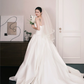 Strapless Draped Satin Wedding Gown, A Line Ballgown with Long Train  NV7356