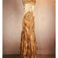Gold Floral Elegant Long Satin Prom  Dress Evening Dress Party Dress nv4696