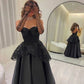 Robe de soirée trapèze noire en satin, dos nu, en dentelle et sequins, style rétro, exquise, longueur au sol, nv3605