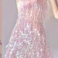 Wunderschönes, exquisites, kurzes Kleid mit Perlen in Rosa, NV5439