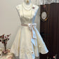 Weißes geblümtes Homecoming-Kleid, kurzes Satin-Partykleid, süßes Date-Kleid, Geburtstagskleid, NV4261