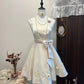 Weißes geblümtes Homecoming-Kleid, kurzes Satin-Partykleid, süßes Date-Kleid, Geburtstagskleid, NV4261
