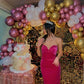 Hot Pink Einfaches elegantes langes Samt-Partykleid Geburtstagskleid Ballkleid Abendkleid nv1996