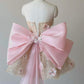 Robe de soirée courte en tulle rose, douce et délicate, ornée de perles et de paillettes scintillantes, robe de bal, robe de soirée, robe d'anniversaire, nv2797