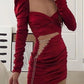 Rotes, modisches, schmales, kurzes Mini-Partykleid mit Kette und Homecoming-Kleid nv2442