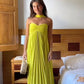 Yellow green fashion simple elegant tube top off shoulder long chiffon ball gown party dress evening dress with scarf nv2420