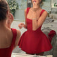 Burgunderrotes Minikleid mit eckigem Ausschnitt, sexy Partykleid mit hoher Taille, Homecoming-Kleid, Ballkleid nv2088