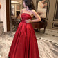 Red tube top elegant fashion A-line long evening dress prom dress ball gown party dress nv2632