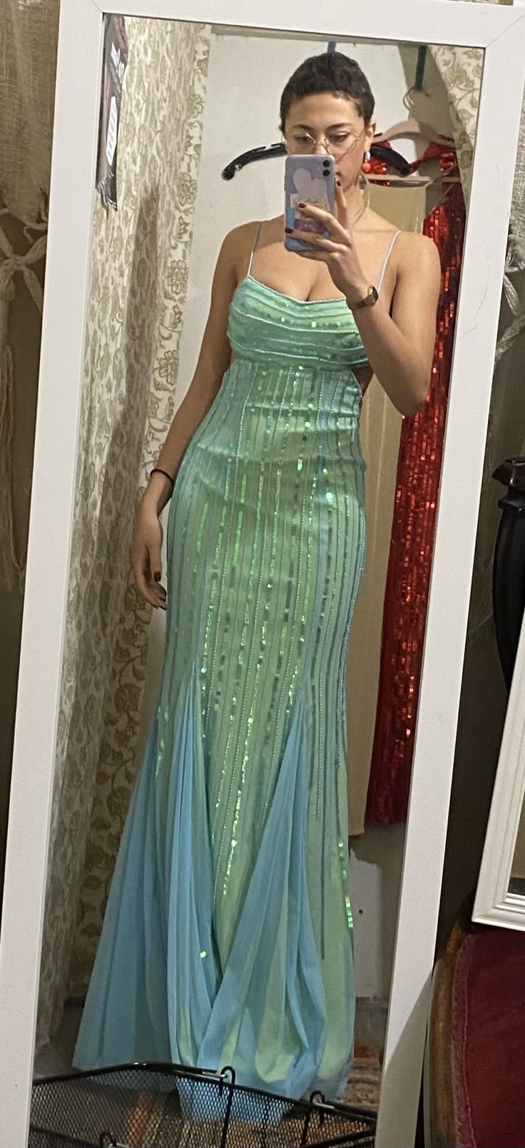 Robe de soirée sirène en tulle vert brillant, col en V, perles exquises, longueur au sol, robe de bal, robe de soirée nv3619