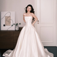 Strapless Satin Ball Gown Wedding Dress Long Train Bridal Gown  NV7211