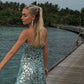 Blaues, kurzes Heimkehrkleid mit Pailletten, Cocktailpartykleid, NV5188