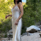 Robe de cocktail longue en satin ivoire à épaules dénudées et à fleurs, longueur au sol, robe de soirée nv4105