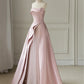 Pink Elegant Charming Cute Satin Tulle Long Prom Dress Formal Bridesmaid Dresses Evening Dress Party Dress nv2467