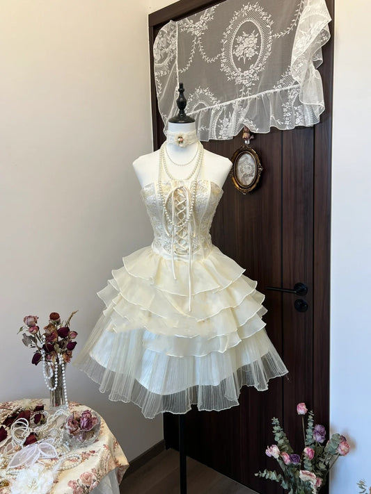 Champagne Sparkling Homecoming Dress Exquisite Beaded Short Tulle Ball Gown Evening Dress nv4381
