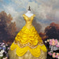 Robe de bal longue en satin pailleté et strass jaune brillant, longueur au sol, style rétro, nv5158