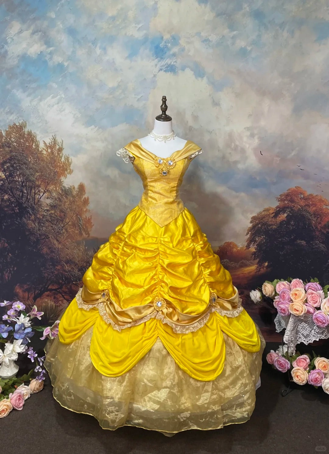 Robe de bal longue en satin pailleté et strass jaune brillant, longueur au sol, style rétro, nv5158