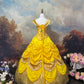 Robe de bal longue en satin pailleté et strass jaune brillant, longueur au sol, style rétro, nv5158