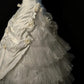 Ivory White Gorgeous 3D Rose Applique Long chiffon Satin Floor Length Ball Gown Evening Gown Wedding Dress nv4036