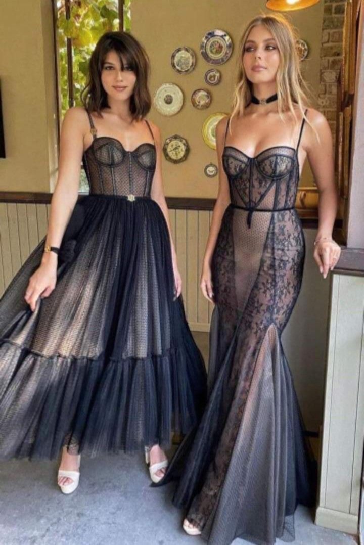 Black Fashion Sweetheart Neck Spotted Midi Tulle Ball Gown Evening Dress Party Dress nv3034