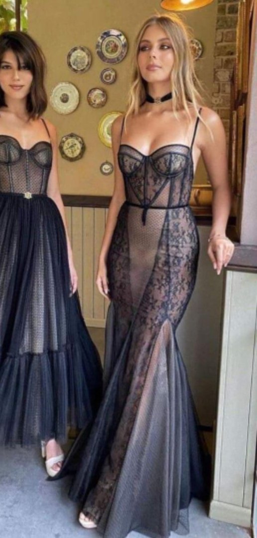 Black Fashion Sexy Sweetheart Neck Lace Long Slim Ball Gown Evening Dress Party Dress nv3035