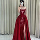 Red Mermaid Off-the-shoulder Sequined A-line Long Slit Ball Gown Evening Gown Party Dress nv2515