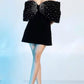 Wunderschönes schwarzes, modisches, glänzendes Paillettenkleid mit kurzer Schleife, Partykleid, Abendkleid, NV3233