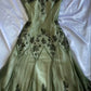 Green Vintage Fashion Spaghetti Straps Exquisite Beading V Neck Long Elegant Ball Gown Evening Dress Party Dress nv3552