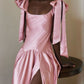 Robe de soirée longue en satin rose, élégante, col carré, bretelles spaghetti, robe de bal, robe de soirée ...