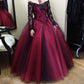 Red gorgeous vintage exquisite lace long tulle ball gown evening dress nv3373