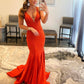 Blue/Purple/Orange/Pink Mermaid Deep V Neck Royal Blue Long Prom Dress with Beading nv951