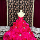 Dunkelrosa Blumenprinzessin langes Tüll-Ballkleid Abendkleid Quinceanera Kleid NV4655