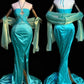 Robe de soirée longue en satin bleu magnifique et exquise, robe de bal, robe de soirée nv4373