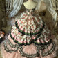 Rosa Blumen Prinzessin Tüll Bodenlanges Ballkleid nv5173