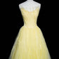 Yellow Beaded Fashion Strapless Long Tulle Ball Gown Evening Gown Party Dress nv4357