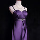 Robe de soirée courte violette en satin et perles, tenue de bal nv4390