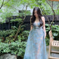 NiceVestidos - Robe de soirée courte/moyenne en tulle, robe d'anniversaire bleue en dentelle délicate, douce, paillettes fines, maille élégante, robe de princesse bleue Cendrillon #tenue d'anniversaire #robe de fée #bleu NV5669