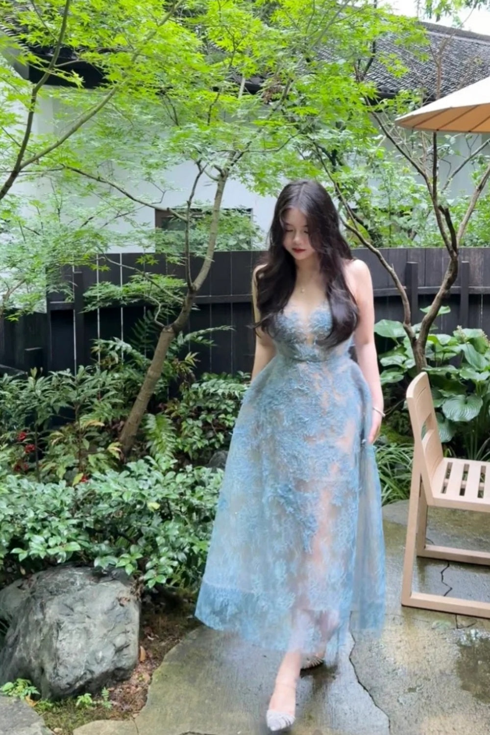 NiceVestidos - Robe de soirée courte/moyenne en tulle, robe d'anniversaire bleue en dentelle délicate, douce, paillettes fines, maille élégante, robe de princesse bleue Cendrillon #tenue d'anniversaire #robe de fée #bleu NV5669