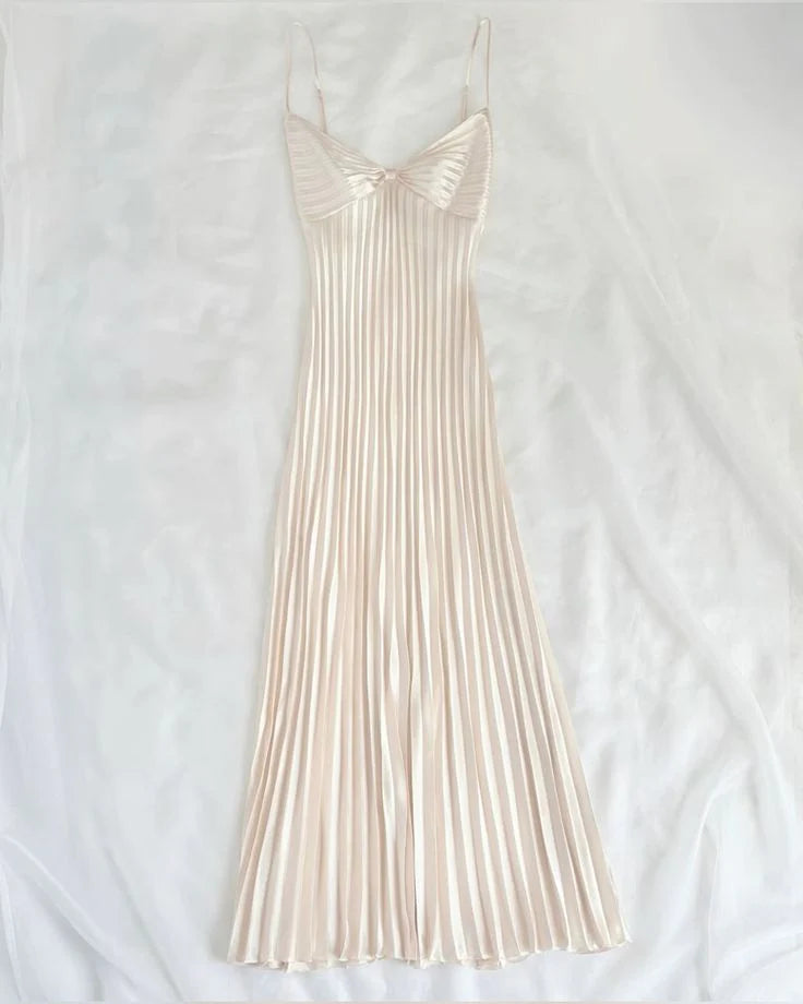 NiceVestidos-Langes, schlichtes Ballkleid aus Satin mit Spaghettiträgern und Plissee, Retro-Kleid Nv5630