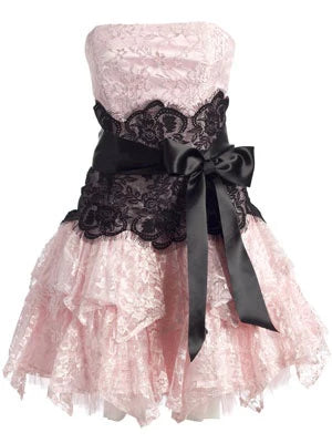 Robe de soirée courte en mousseline de soie et dentelle blanche/rose, tenue de fête d'anniversaire nv5302