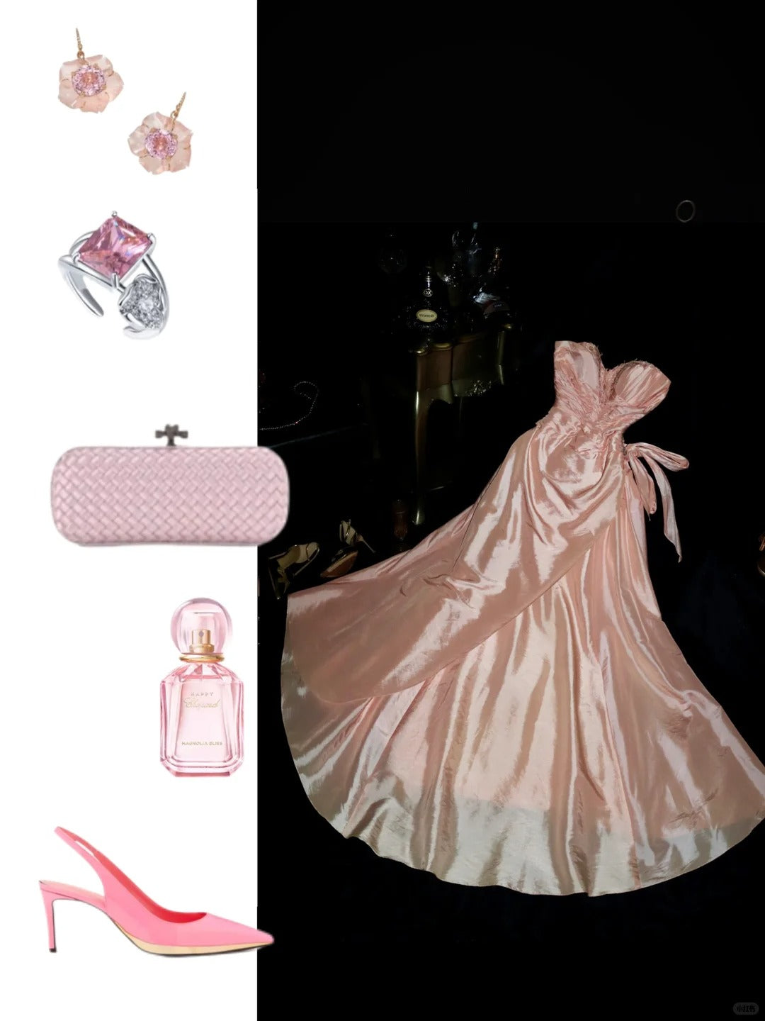 Robe de soirée longue en satin et tulle perlé, décolleté en cœur, rose clair, à la mode, nv5252
