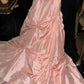 Robe de soirée longue en satin et tulle perlé, décolleté en cœur, rose clair, à la mode, nv5252