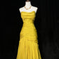 Gelbes elegantes langes Tüll-Ballkleid, Abendkleid nv4926
