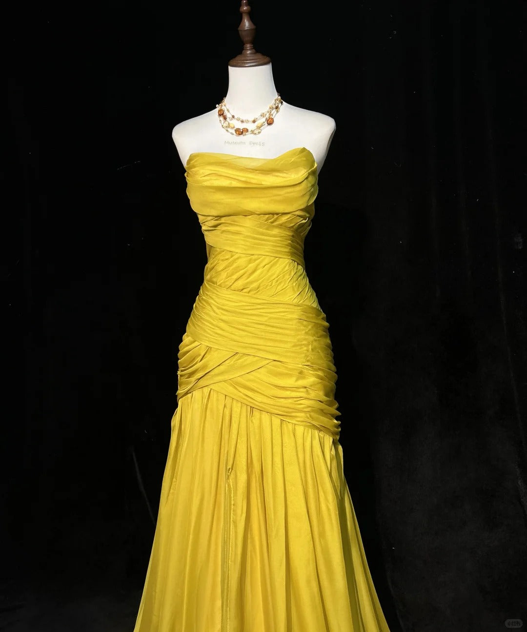 Gelbes elegantes langes Tüll-Ballkleid, Abendkleid nv4926