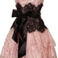 Robe de soirée courte en mousseline de soie et dentelle blanche/rose, tenue de fête d'anniversaire nv5302