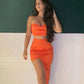 Robe de soirée courte en deux pièces orange slim fit nv2074