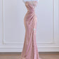 Rosa Mode exquisite Perlen lange Ballkleid Abendkleid Partykleid nv4726