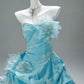 Robe de soirée longue en tulle bleu élégant et stylé nv4776